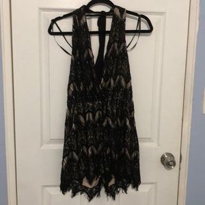 Black and cream romper